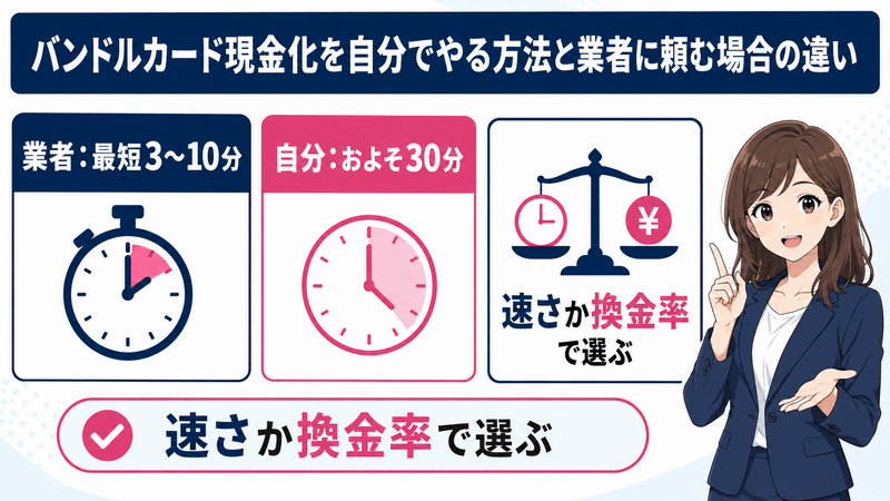 バンドルカード現金化を自分でやる方法と業者に頼む場合の違い