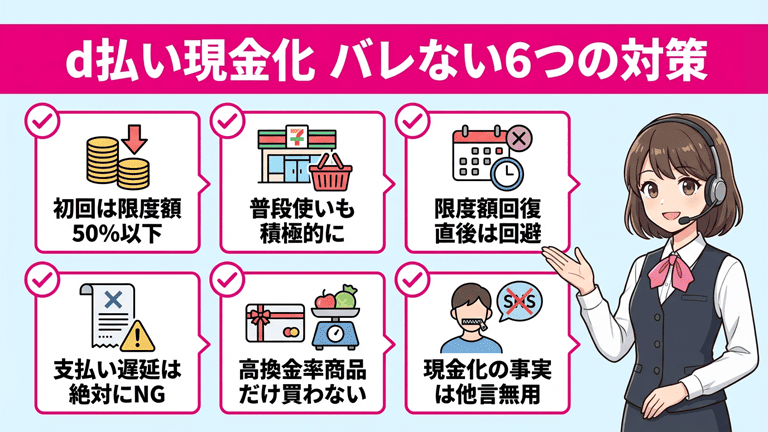 d払い現金化がバレない対策