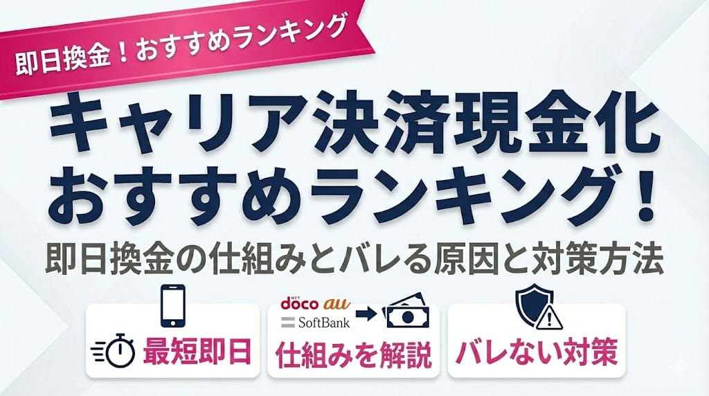 キャリア決済現金化おすすめランキング！即日換金の仕組みとバレる原因と対策方法