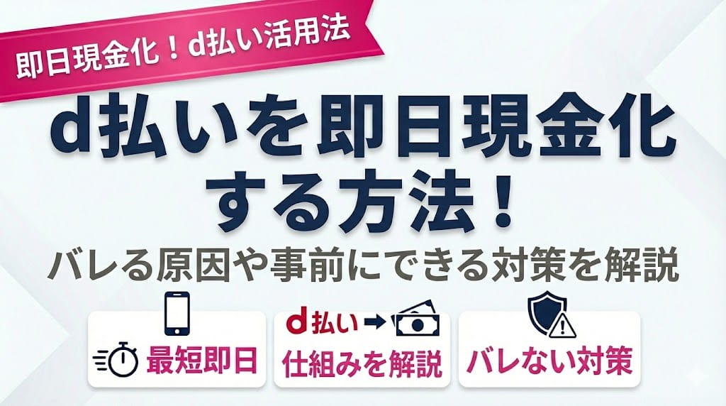 d払いを即日現金化する方法！バレる原因や事前にできる対策を解説
