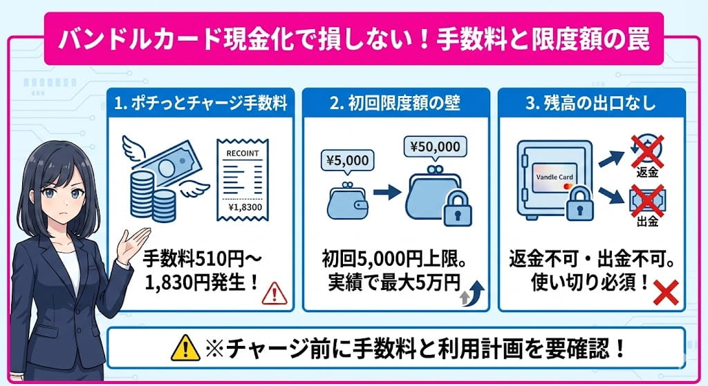 バンドルカード現金化で損しないために知っておくべき手数料と限度額