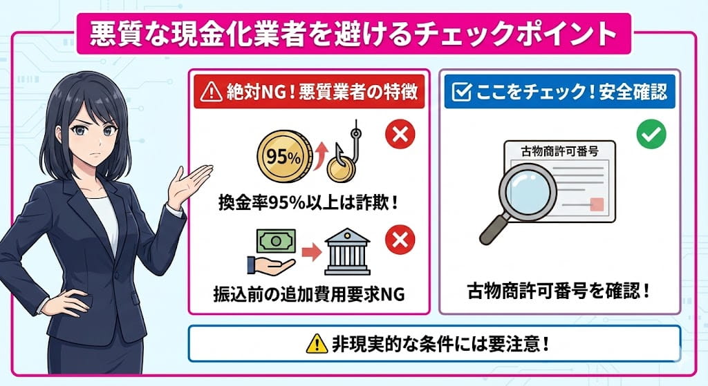 悪質な現金化業者を避けるチェックポイント