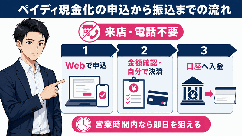 ペイディ現金化業者の利用手順