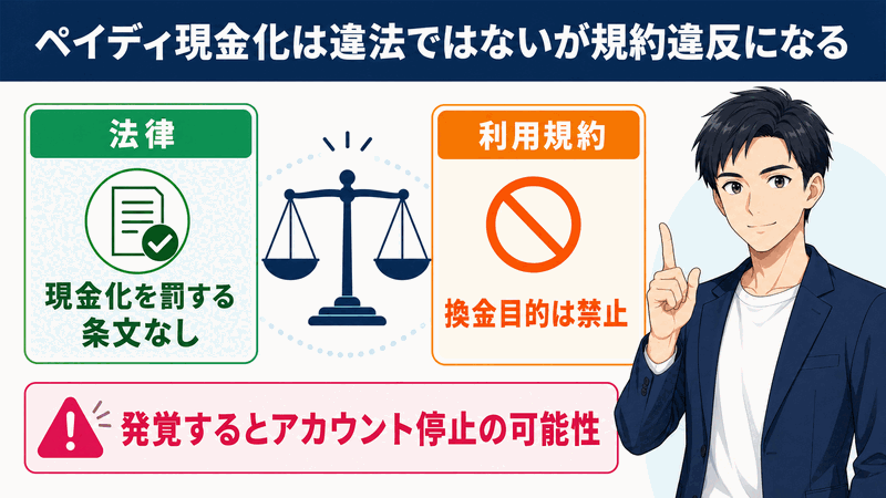 ペイディ現金化は違法ではないが規約違反になる