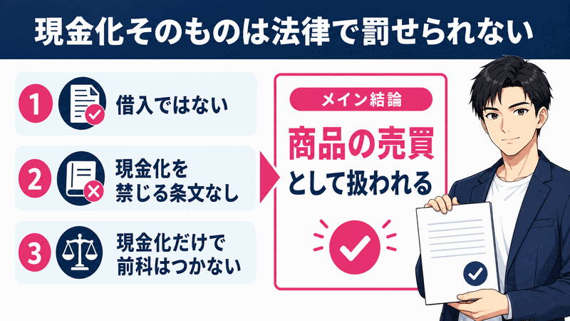 現金化そのものは法律で罰せられない