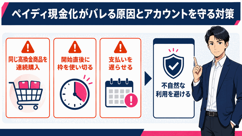 ペイディ現金化がバレる原因とアカウントを守る対策