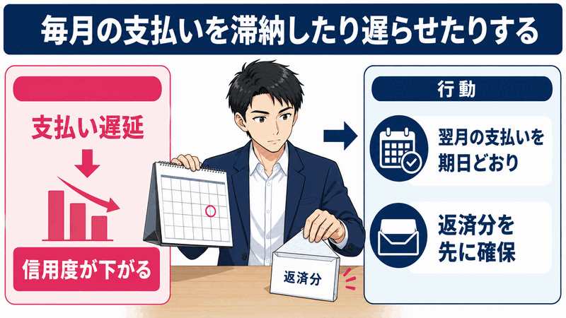 毎月の支払いを滞納したり遅らせたりする