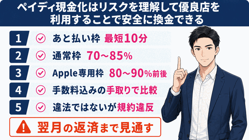 ペイディ現金化はリスクを理解して優良店を利用することで安全に換金できる